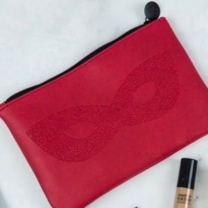 Ipsy Red Faux Leather Masquerade Themed Cosmetic Glam Bag